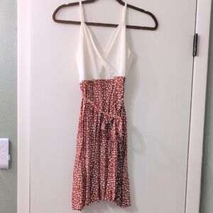 SHEIN Red and White Floral Midi Dress